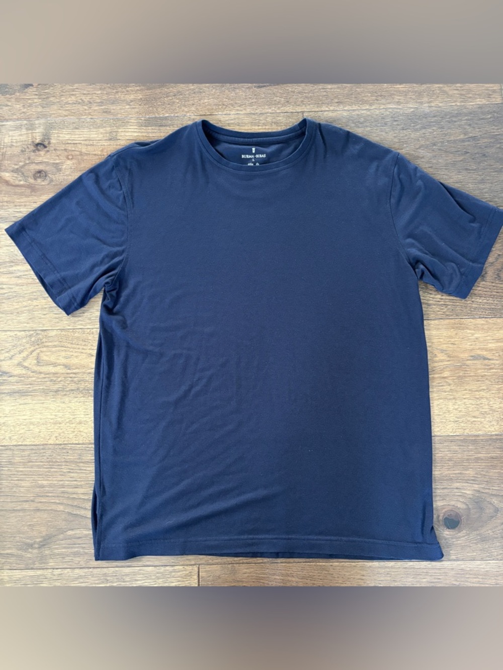 Burma Bibas Shirt Mens Large Navy Blue Modal Rayon Blend Solid Crewneck Tee